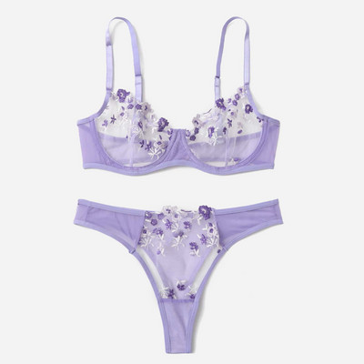 Dot Mesh csipke fehérnemű szett Underwire átlátszó melltartó szexi fehérnemű melltartó és bugyi átlátszó intim