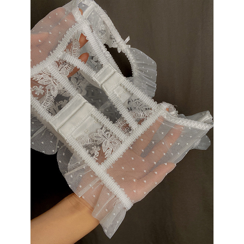 Donje rublje Seksi ženski komplet donjeg rublja Push Up grudnjak Čipkani prozirni grudnjak Kompleti gaćica Vjenčano bijelo tanko donje rublje Seksi grudnjak