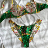 Ellolace luxus csipke fehérnemű szexi tündér szett női 2 részes virágos hímzés átlátszó melltartó finom fehérnemű Bilizna outfit