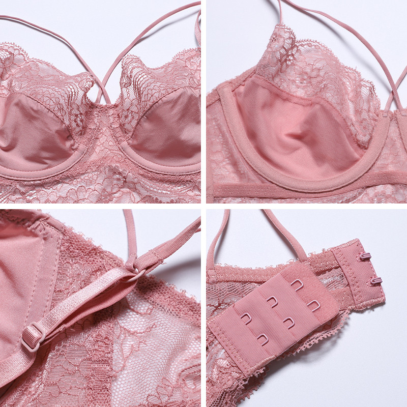 TERMEZY Classic Bandage Pink liemenėlių rinkinys apatinis apatinis trikotažas Push Up Brassiere nėriniuotas apatinių komplektas Seksualus kelnaitės aukštu juosmeniu moterims apatinis trikotažas