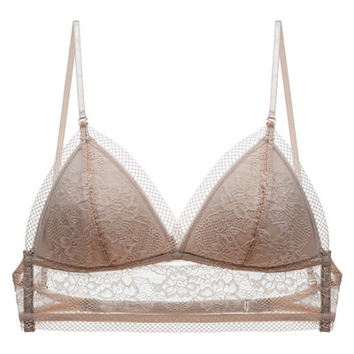 Női hát nélküli szexi melltartó Stílusos csipke varrat nélküli bralette háromszög kupa láthatatlan csont nélküli melltartók ruhához puha vékony fehérnemű