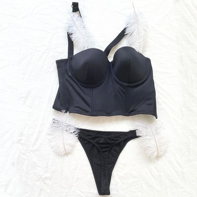 Uus Rhinestone'i bikiinide salakiri Seksikas korsettpits naiste aluspesu stringi pesu rinnahoidja komplekt, 2-osaline push-up reguleeritav rinnahoidja