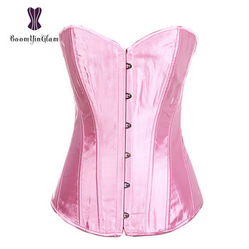 Σατέν ύφασμα Body Shapewear Overbust Corselet Αδυνατιστικό στη μέση Κορδέλα κορδέλα Γυναικείο κορσέ & μπουστάκι με κορδόνι G 818#