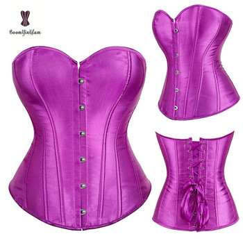 Σατέν ύφασμα Body Shapewear Overbust Corselet Αδυνατιστικό στη μέση Κορδέλα κορδέλα Γυναικείο κορσέ & μπουστάκι με κορδόνι G 818#