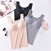 Ice Silk Tank Top vezeték nélküli párnázott fehérnemű Push Up Varrat nélküli párnázott mellény Crop Top Tee Camisole Feminino Sleep Cami Soutien Gorge