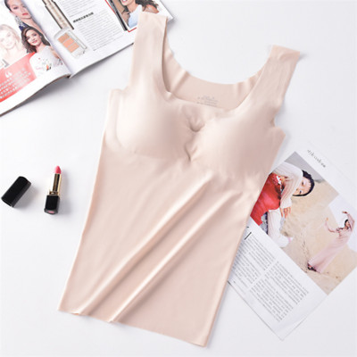 Ice Silk Tank Top vezeték nélküli párnázott fehérnemű Push Up Varrat nélküli párnázott mellény Crop Top Tee Camisole Feminino Sleep Cami Soutien Gorge