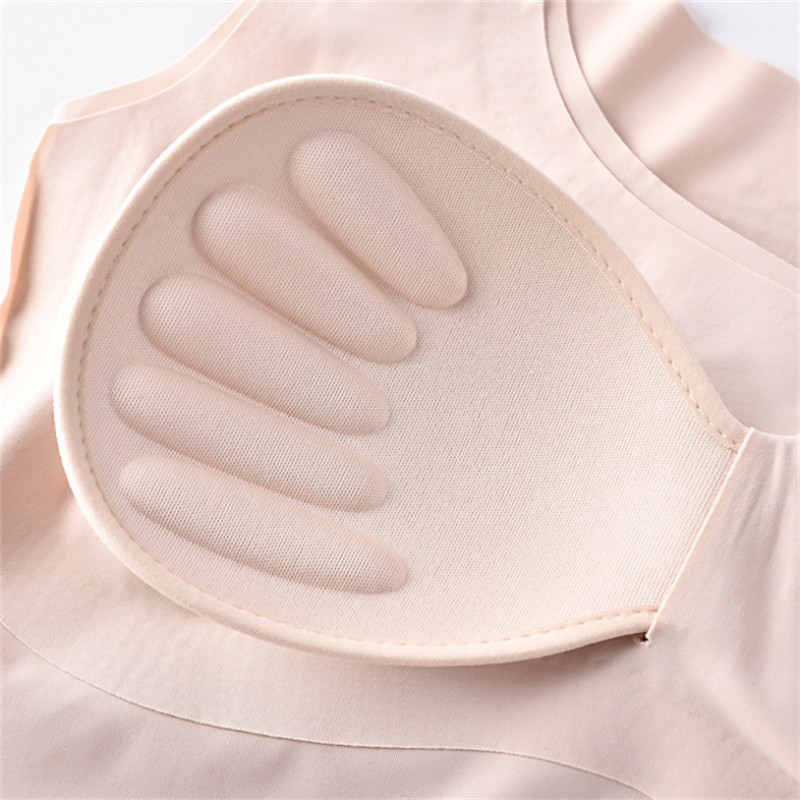 Ice Silk Tank Top vezeték nélküli párnázott fehérnemű Push Up Varrat nélküli párnázott mellény Crop Top Tee Camisole Feminino Sleep Cami Soutien Gorge