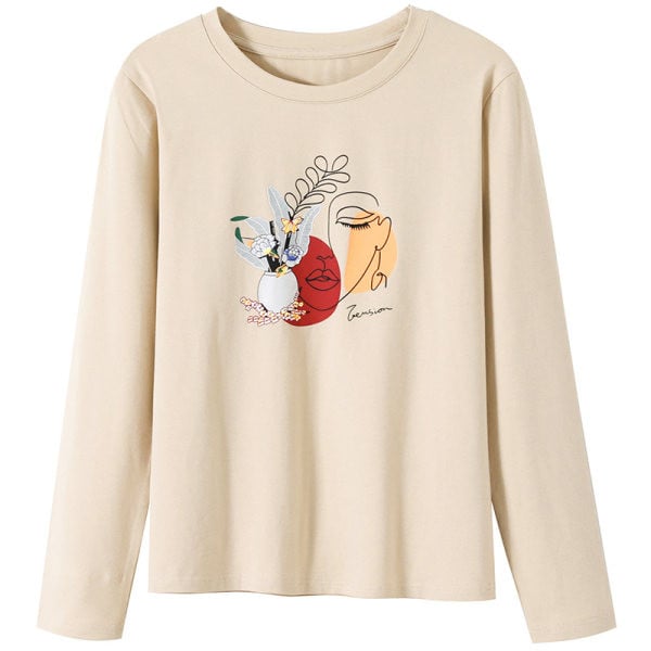 Moteriški marškinėliai ilgomis rankovėmis ir raštu