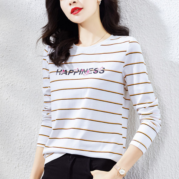 Bluză din bumbac în dungi cu inscripții