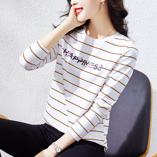 Bluză din bumbac în dungi cu inscripții