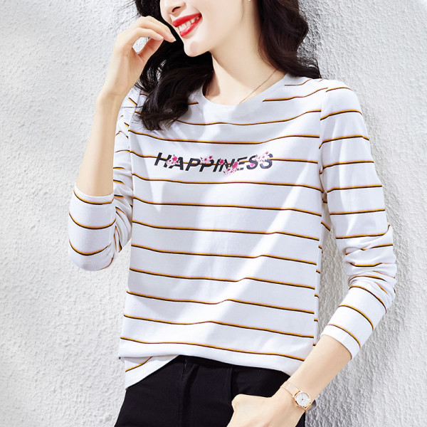 Bluză din bumbac în dungi cu inscripții