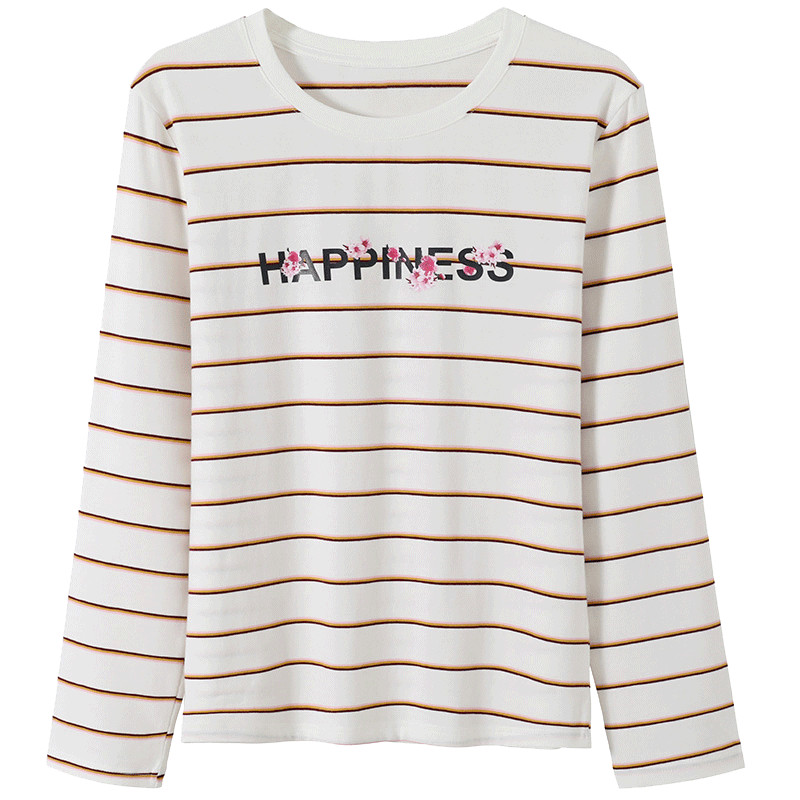 Bluză din bumbac în dungi cu inscripții