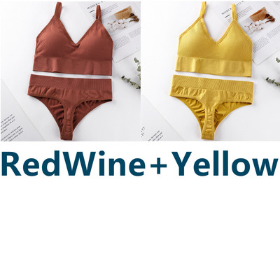 2 vnt. Liemenėlės kelnaičių rinkinys Sportinė liemenėlė Seksualios G-String besiūlės liemenėlės, moteriškos seksualios apatinio trikotažo rinkinys Fitness Crop Top apatiniai intymūs