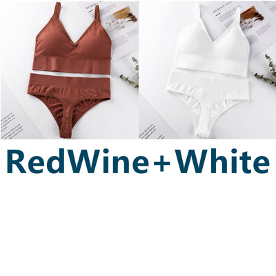 2 vnt. Liemenėlės kelnaičių rinkinys Sportinė liemenėlė Seksualios G-String besiūlės liemenėlės, moteriškos seksualios apatinio trikotažo rinkinys Fitness Crop Top apatiniai intymūs