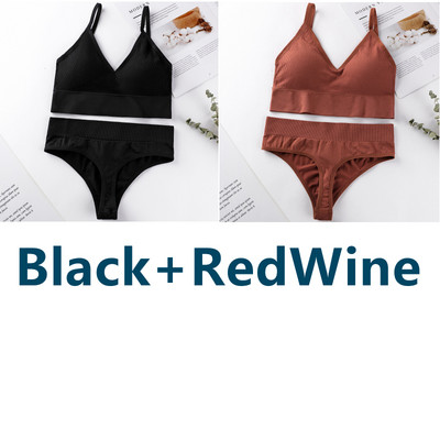 2 vnt. Liemenėlės kelnaičių rinkinys Sportinė liemenėlė Seksualios G-String besiūlės liemenėlės, moteriškos seksualios apatinio trikotažo rinkinys Fitness Crop Top apatiniai intymūs