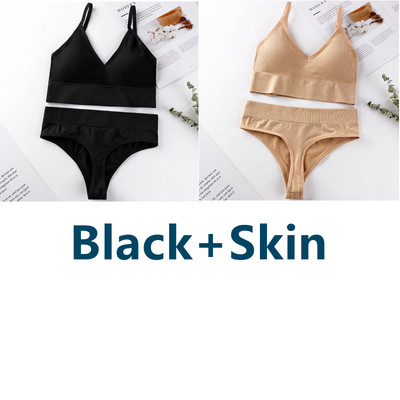 2 vnt. Liemenėlės kelnaičių rinkinys Sportinė liemenėlė Seksualios G-String besiūlės liemenėlės, moteriškos seksualios apatinio trikotažo rinkinys Fitness Crop Top apatiniai intymūs