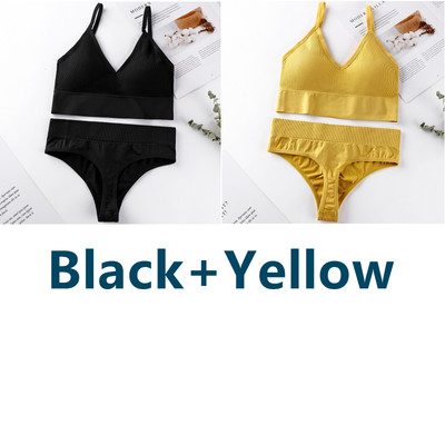 2 vnt. Liemenėlės kelnaičių rinkinys Sportinė liemenėlė Seksualios G-String besiūlės liemenėlės, moteriškos seksualios apatinio trikotažo rinkinys Fitness Crop Top apatiniai intymūs