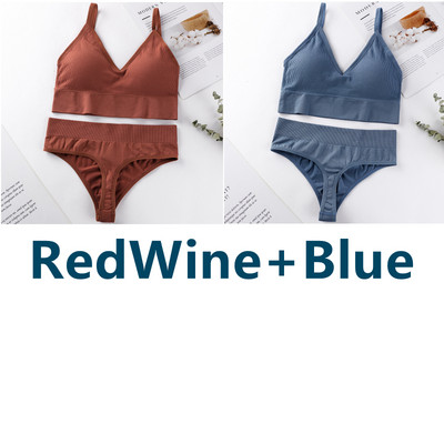 2 vnt. Liemenėlės kelnaičių rinkinys Sportinė liemenėlė Seksualios G-String besiūlės liemenėlės, moteriškos seksualios apatinio trikotažo rinkinys Fitness Crop Top apatiniai intymūs