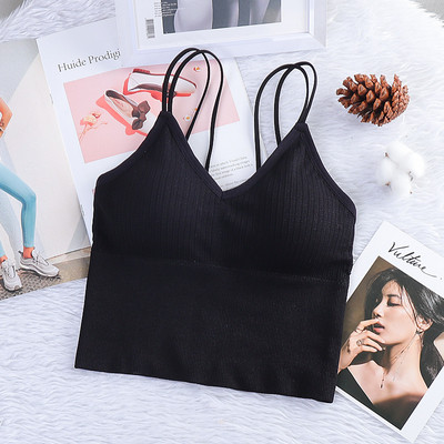 Női szexi zökkenőmentes Crop Tops Sportmelltartó cső felső camisole kivehető párnázott alsóneművel női alsónadrág