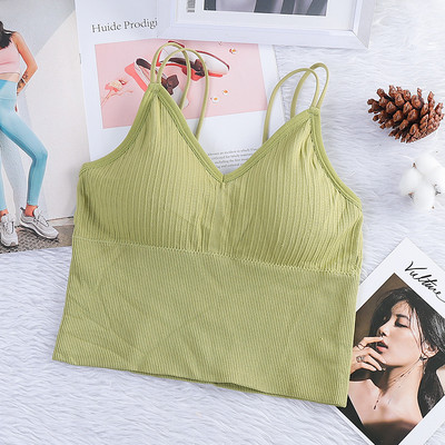Női szexi zökkenőmentes Crop Tops Sportmelltartó cső felső camisole kivehető párnázott alsóneművel női alsónadrág
