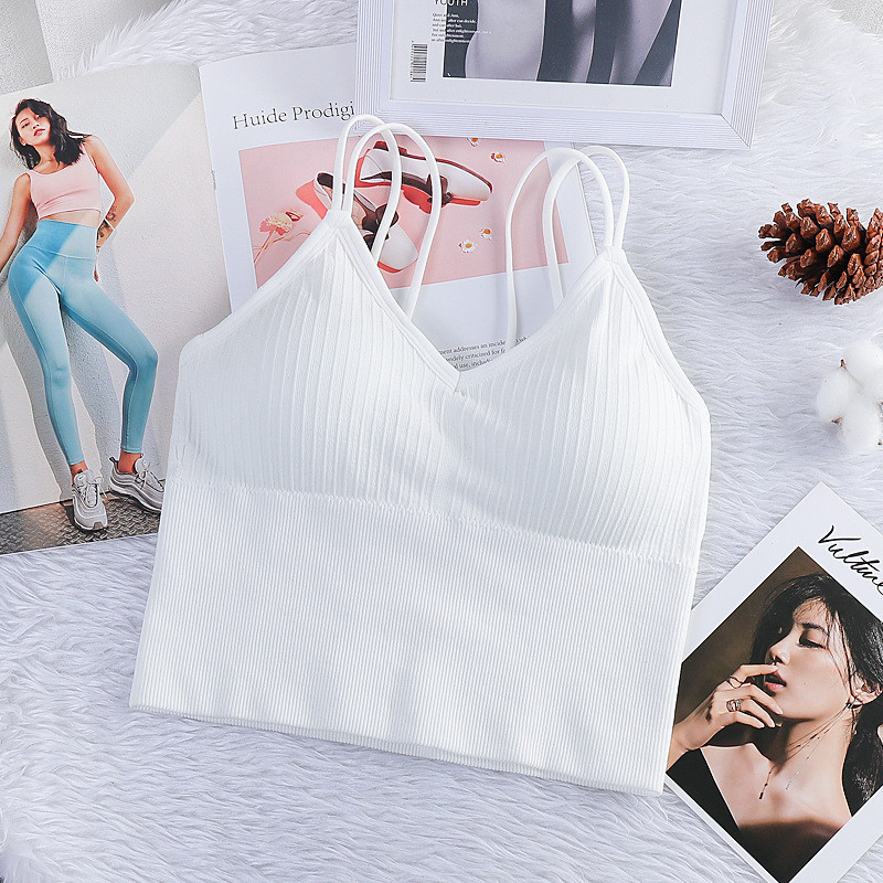 Női szexi zökkenőmentes Crop Tops Sportmelltartó cső felső camisole kivehető párnázott alsóneművel női alsónadrág