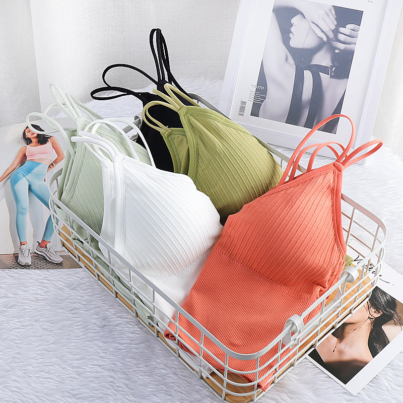 Női szexi zökkenőmentes Crop Tops Sportmelltartó cső felső camisole kivehető párnázott alsóneművel női alsónadrág