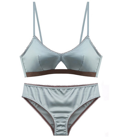 TERMEZY új női fehérnemű drótmentes szatén melltartó vékony 3/4 csésze melltartó és bugyi szett üreges fehérnemű női melltartó melltartó