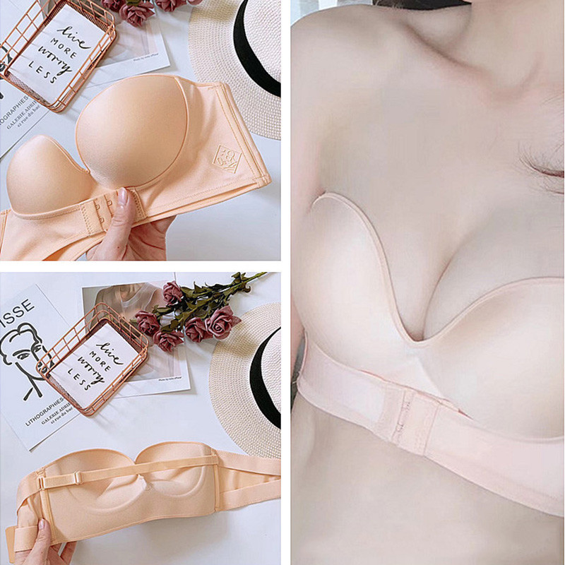 2gab/partija Sieviešu krūšturis bez stieplēm Sexy Push Up Invisible Bras Priekšpusē aizverams apakšveļa Sieviešu krūšturis Strapless Seamless Bralette