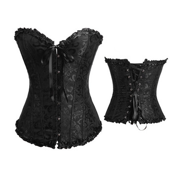 Sapubonv Corset Top Bustier Overbust Εσώρουχα Δαντέλα Plus Size Μπροκάρ Γυναικεία Σέξι Vintage αποκριάτικη στολή Κόκκινο Μαύρο Πράσινο Ροζ