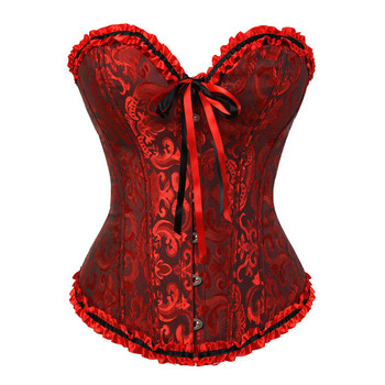 Sapubonv Corset Top Bustier Overbust Εσώρουχα Δαντέλα Plus Size Μπροκάρ Γυναικεία Σέξι Vintage αποκριάτικη στολή Κόκκινο Μαύρο Πράσινο Ροζ