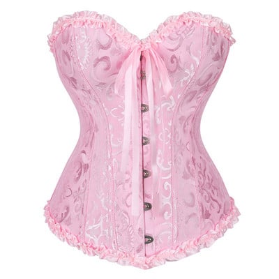 Sapubonv Corset Top Bustier Overbust Εσώρουχα Δαντέλα Plus Size Μπροκάρ Γυναικεία Σέξι Vintage αποκριάτικη στολή Κόκκινο Μαύρο Πράσινο Ροζ