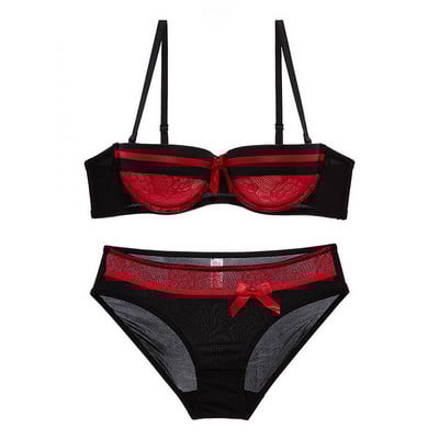 NOVÁ Spodná bielizeň Sexy spodná bielizeň Dámska podprsenka a nohavičky Set Biela push-up spodná bielizeň Kvetinová výšivka Čipka Dámska podprsenka Nohavičky