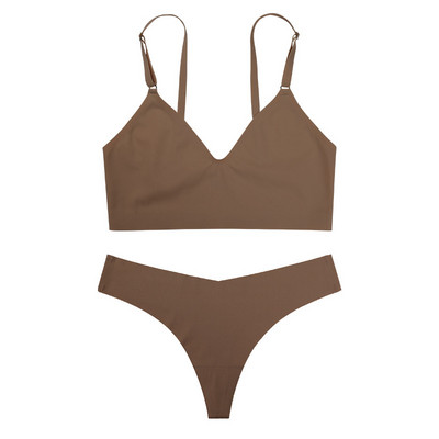 TERMEZY Dámska bezšvová podprsenka Set Sexy tangá s nízkym pásom Nohavičky bez kostic Podprsenka Bralette Spodná bielizeň Bezdrôtová podprsenka Dámska spodná bielizeň