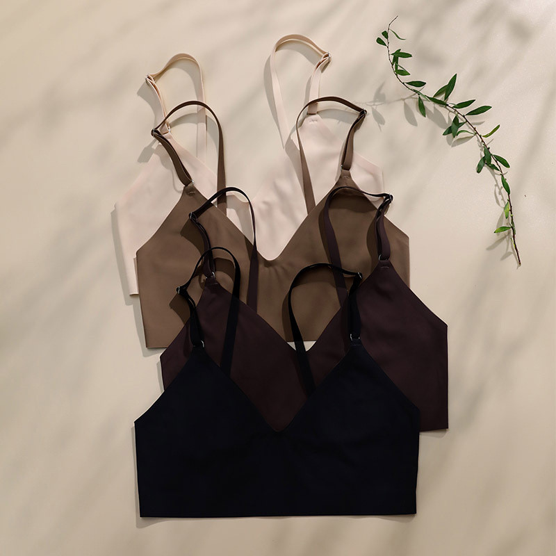 TERMEZY Dámska bezšvová podprsenka Set Sexy tangá s nízkym pásom Nohavičky bez kostic Podprsenka Bralette Spodná bielizeň Bezdrôtová podprsenka Dámska spodná bielizeň