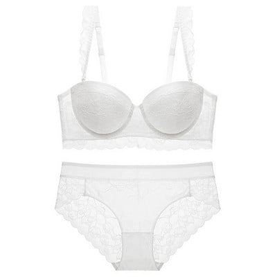 CINOON Nová dámska spodná bielizeň, sexi čipkovaná push-up podprsenka a nohavičky, pohodlná podprsenka s nastaviteľnými ramienkami, nazbieraná spodná bielizeň