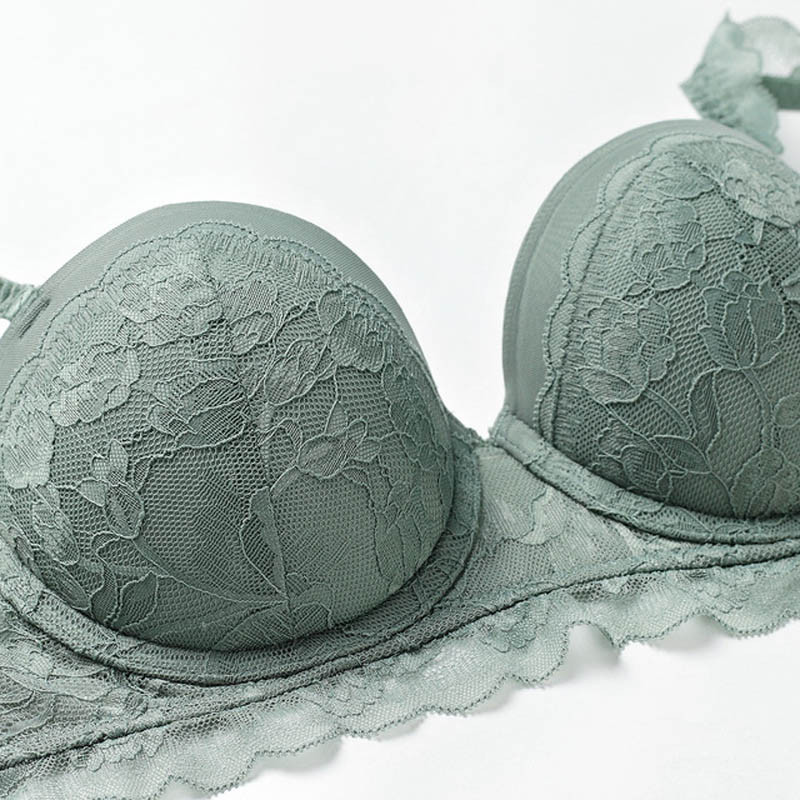 CINOON Nová dámska spodná bielizeň, sexi čipkovaná push-up podprsenka a nohavičky, pohodlná podprsenka s nastaviteľnými ramienkami, nazbieraná spodná bielizeň