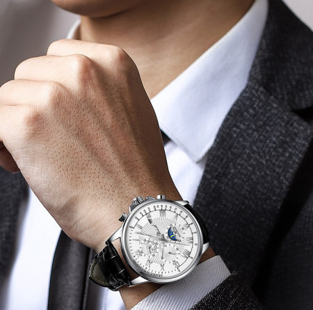 Vízálló férfi karóra bőr szíjjal