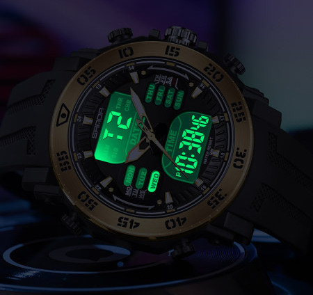 Športové hodinky s gumeným remienkom a okrúhlym ciferníkom