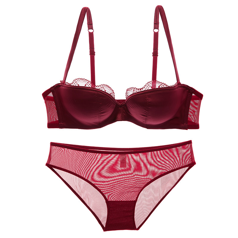 Módne saténové podprsenky a nohavičky, sety pre ženy, sexy spodná bielizeň, tenké bavlnené kostice, push-up čipkované podprsenky, dámske spodné prádlo, set ABCD Cup