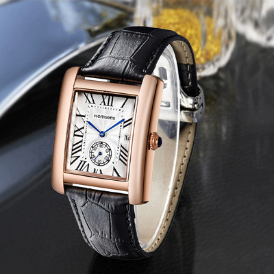 Ανδρικό ρολόι με ορθογώνιο καντράν - ρετρό μοντέλο