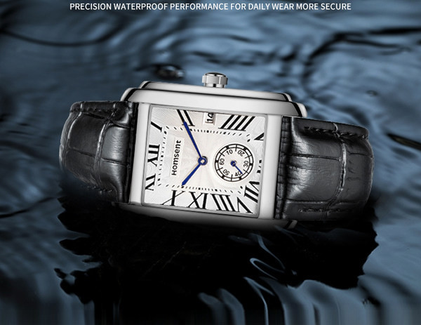 Ανδρικό ρολόι με ορθογώνιο καντράν - ρετρό μοντέλο