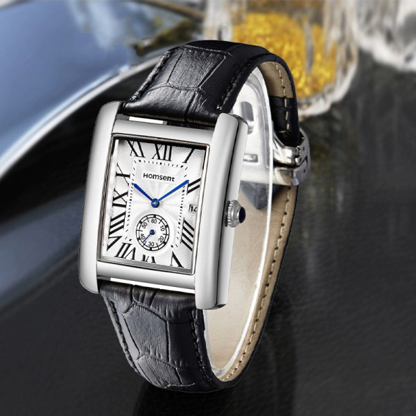 Ανδρικό ρολόι με ορθογώνιο καντράν - ρετρό μοντέλο