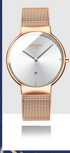 Vyriškas mechaninis laikrodis su metaliniu dirželiu