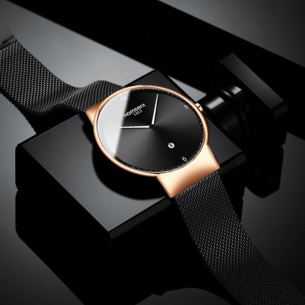 Vyriškas mechaninis laikrodis su metaliniu dirželiu