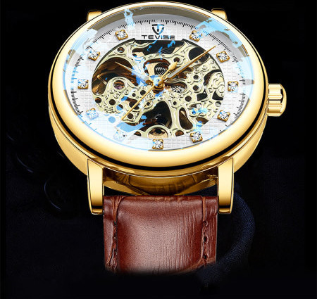 Moodne nahkrihmaga meeste käekell - veekindel