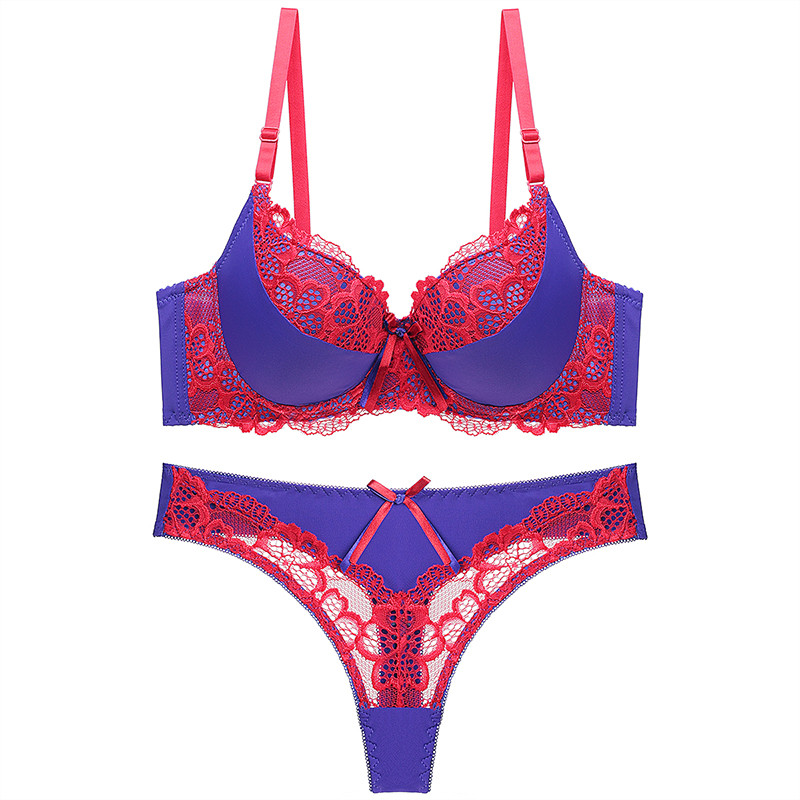 „Julexy“ liemenėlių komplektas „push up“ nėriniuotas išilginis liemenėlės ir kelnaičių rinkinys Apatiniai apatiniai „Femme“ kelnaitės apatinis trikotažas