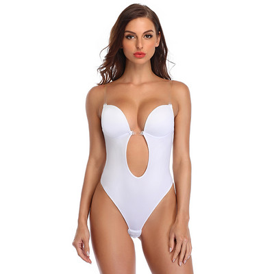 Sexy Deep V Decoltează fără spate Body Shaper Sutien Body Thong Shapewear Femei Nud Negru Invizibil Tummy Control Lenjerie de nuntă
