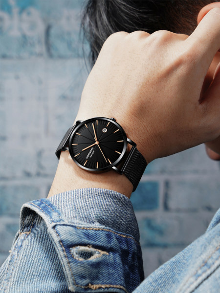 Vyriškas šviečiantis laikrodis su metaline apyranke – dviejų spalvų