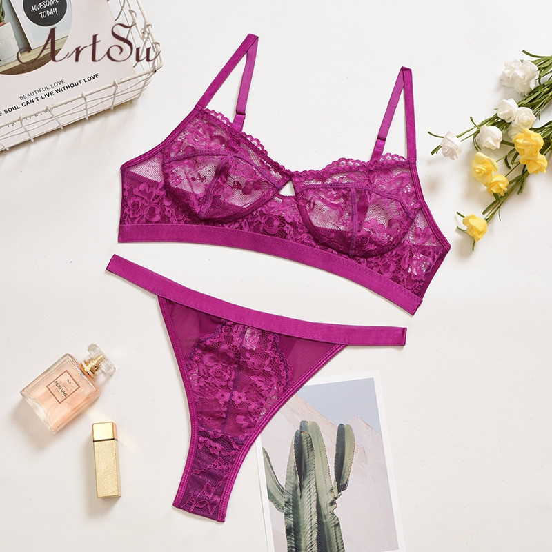 Artsu szexi fehérnemű női fehérnemű Csipke vezeték nélküli bralette átlátszó üreges 15 színű melltartó bugyi szett fehérnemű szett ruhák