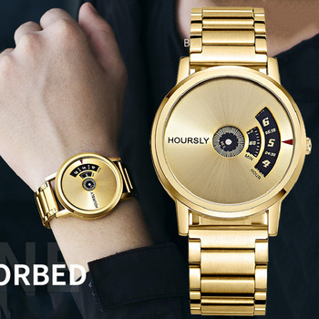 HOURSLY Χρυσά ανδρικά ρολόγια 2022 Κορυφαία επώνυμα πολυτελή ρολόγια χειρός από χρυσό χαλαζία για ανδρικό ρολόι relogio masculino ανδρικά relojes